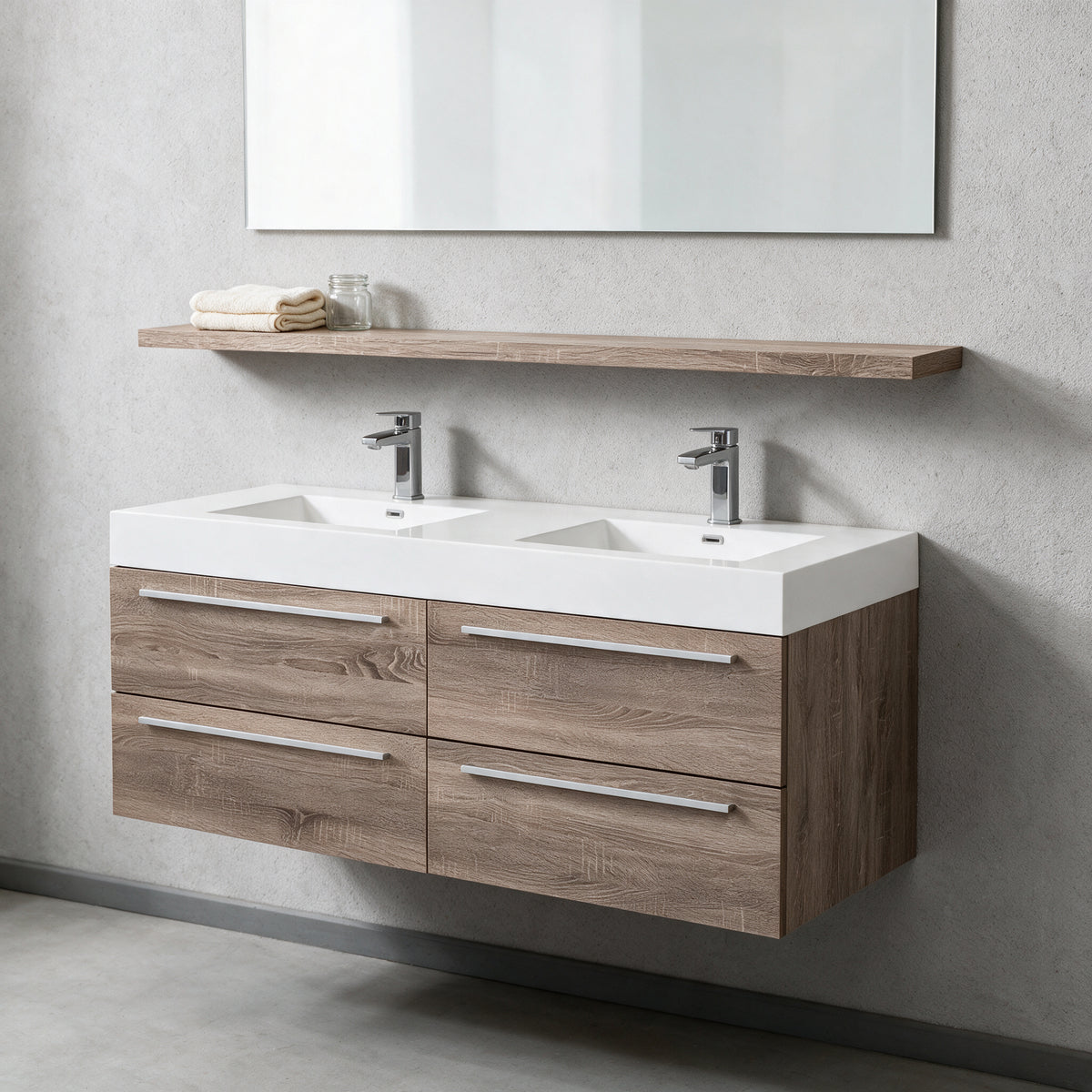 60" Wall-Mount Soft Oak Shelf