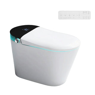 SERA Witty Smart Bidet Toilet, One-Piece Toilet with Auto Jet Flush, Auto Open/Close Lid, Warm Water Wash, Warm-Air Dryer, Heated Seat – Black Display