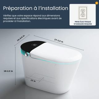 SERA Witty Smart Bidet Toilet, One-Piece Toilet with Auto Jet Flush, Auto Open/Close Lid, Warm Water Wash, Warm-Air Dryer, Heated Seat – Black Display