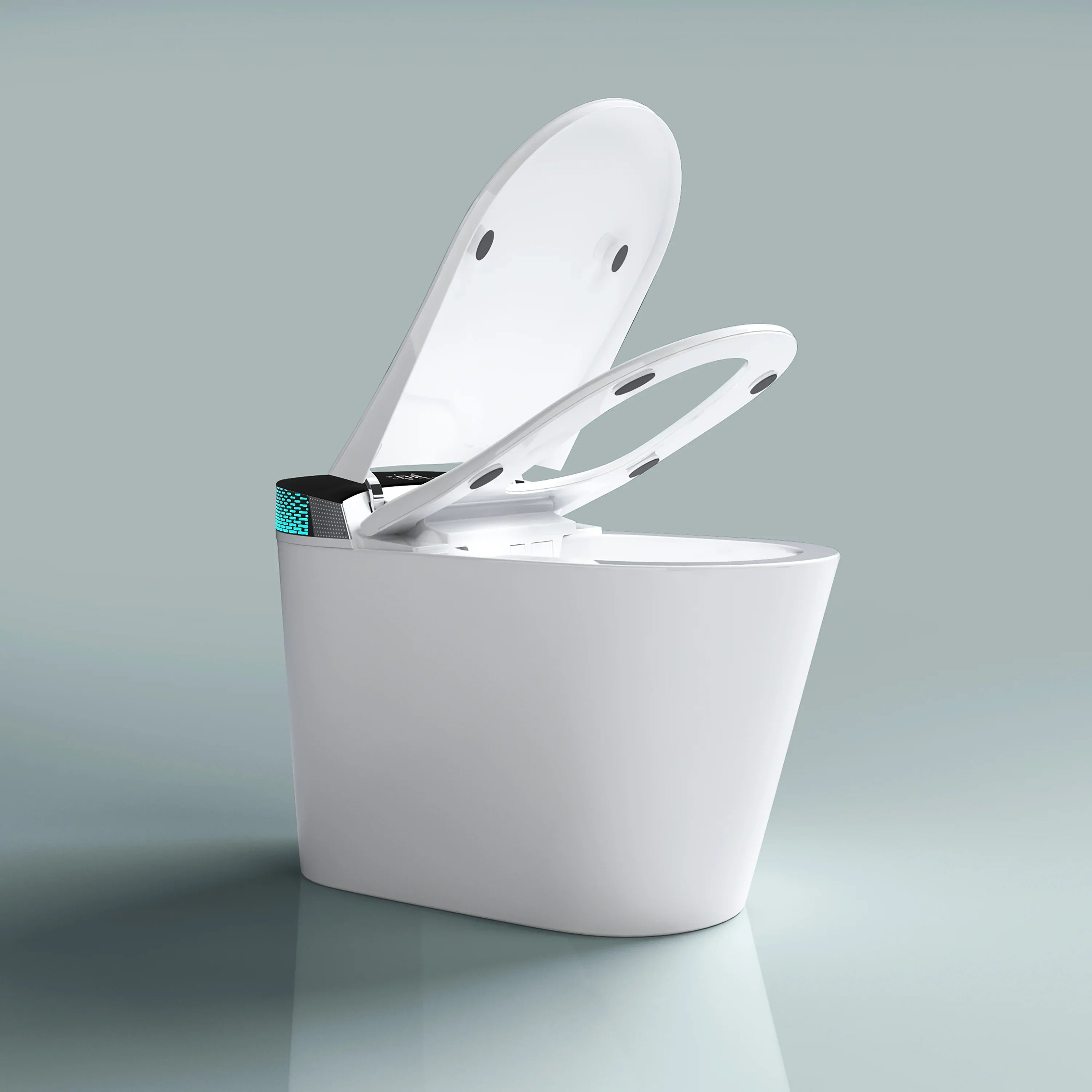 SERA Witty Toilette-bidet intelligente, toilette monopièce avec chasse automatique à jet, couvercle à ouverture/fermeture automatique, lavage à l’eau tiède, séchage à air chaud, siège chauffant – Affichage noir