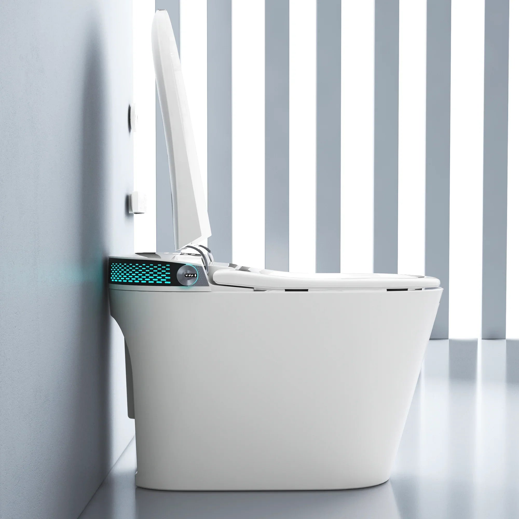 SERA Witty Toilette-bidet intelligente, toilette monopièce avec chasse automatique à jet, couvercle à ouverture/fermeture automatique, lavage à l’eau tiède, séchage à air chaud, siège chauffant – Affichage blanc