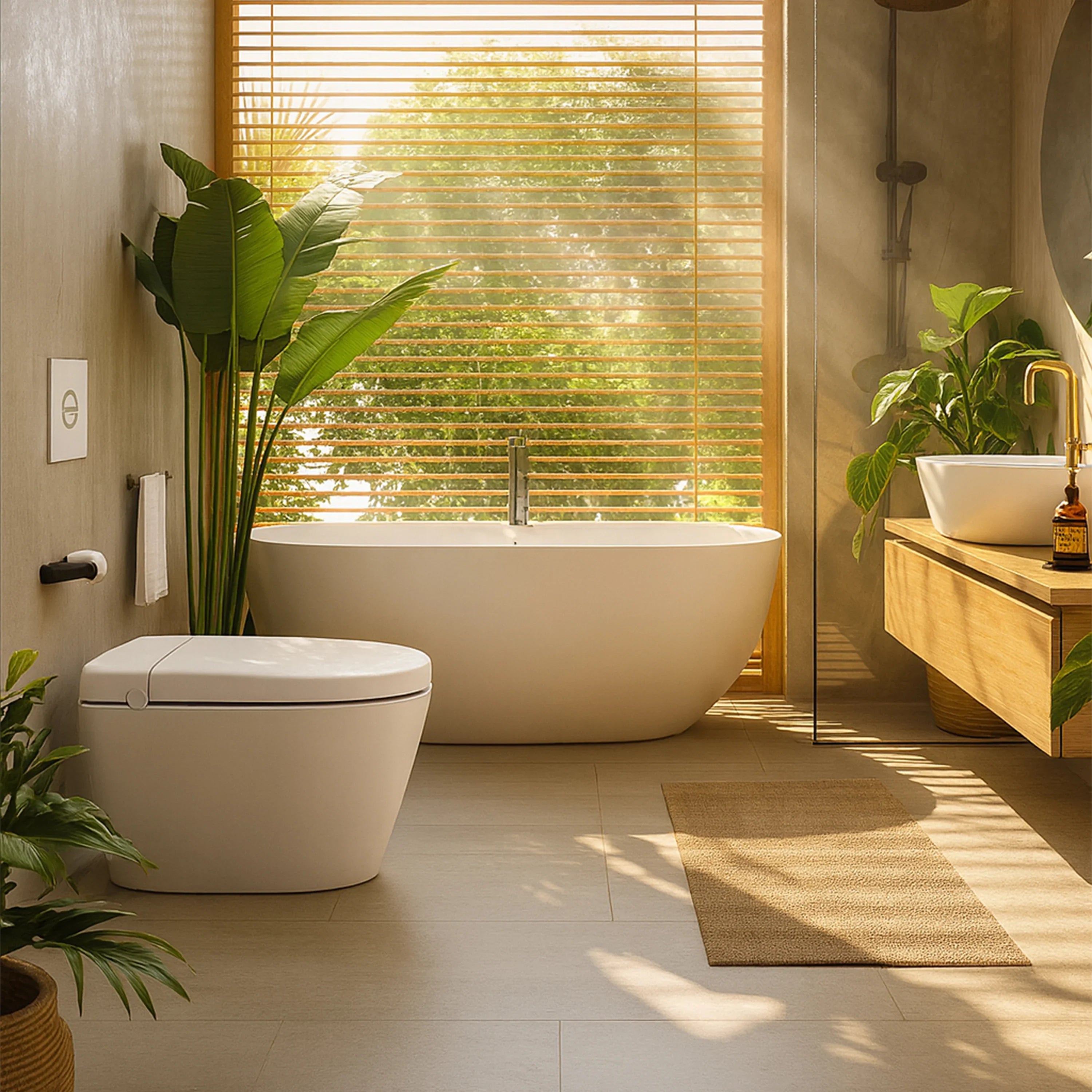 SERA Sigma Toilette-bidet intelligente, toilette monopièce avec chasse automatique à jet, couvercle à ouverture/fermeture automatique, lavage à l’eau tiède, séchage à air chaud, siège chauffant – Finition Bleu