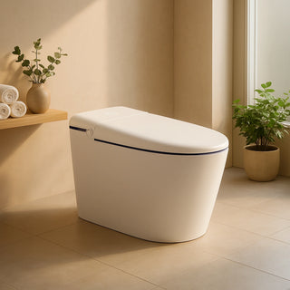 SERA Sigma Toilette-bidet intelligente, toilette monopièce avec chasse automatique à jet, couvercle à ouverture/fermeture automatique, lavage à l’eau tiède, séchage à air chaud, siège chauffant – Finition Bleu