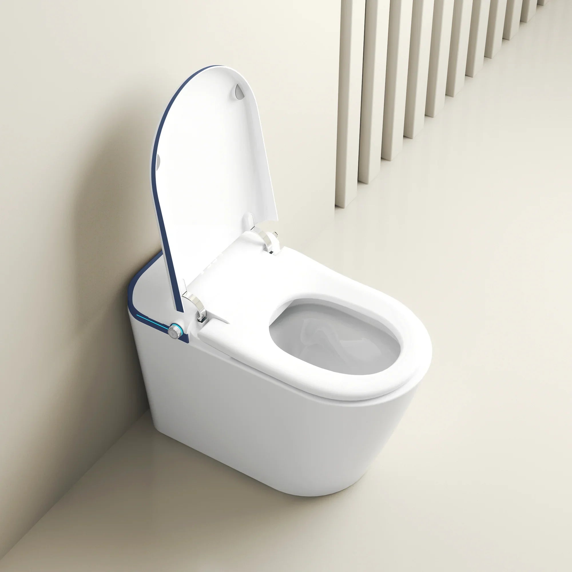 SERA Sigma Toilette-bidet intelligente, toilette monopièce avec chasse automatique à jet, couvercle à ouverture/fermeture automatique, lavage à l’eau tiède, séchage à air chaud, siège chauffant – Finition Bleu