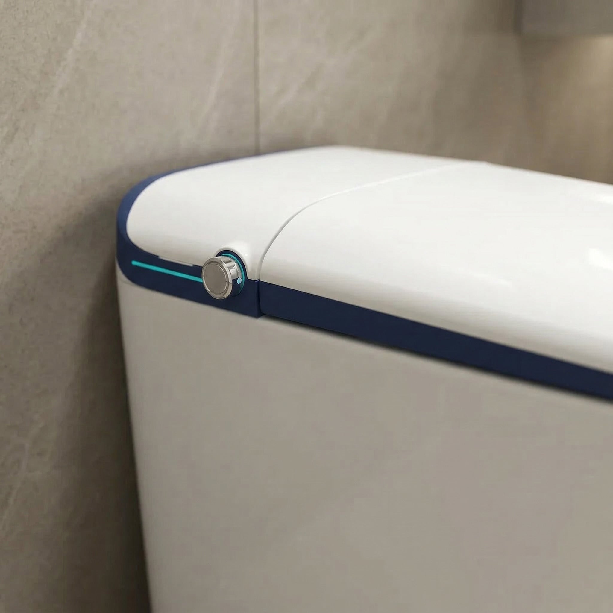SERA Sigma Smart Bidet Toilet with Auto Jet Flush, Heated Seat & Warm Air Dryer – Blue Trim Without Tank