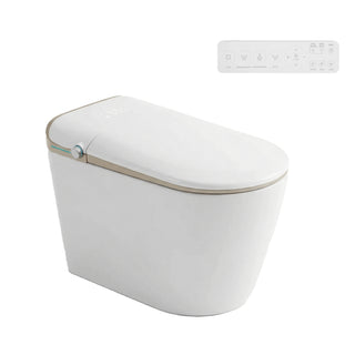 SERA Sigma Smart Bidet Toilet, One-Piece Toilet with Auto Jet Flush, Auto Open/Close Lid, Warm Water Wash, Warm-Air Dryer, Heated Seat – Gold Trim