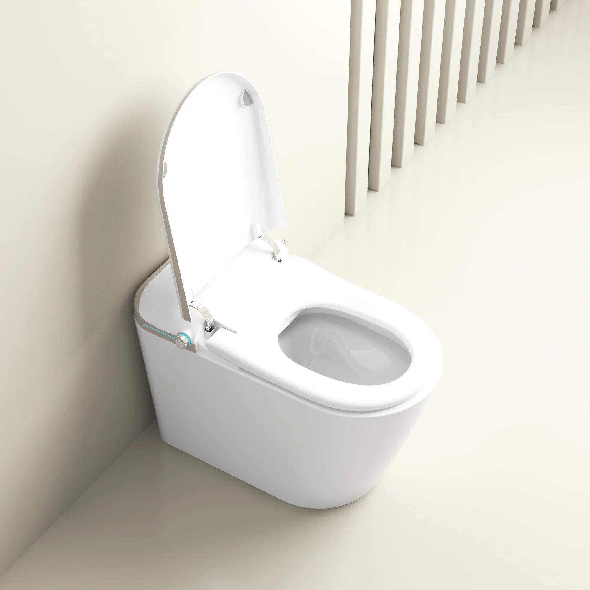 SERA Sigma Toilette-bidet intelligente, toilette monopièce avec chasse automatique à jet, couvercle à ouverture/fermeture automatique, lavage à l’eau tiède, séchage à air chaud, siège chauffant – Finition dorée