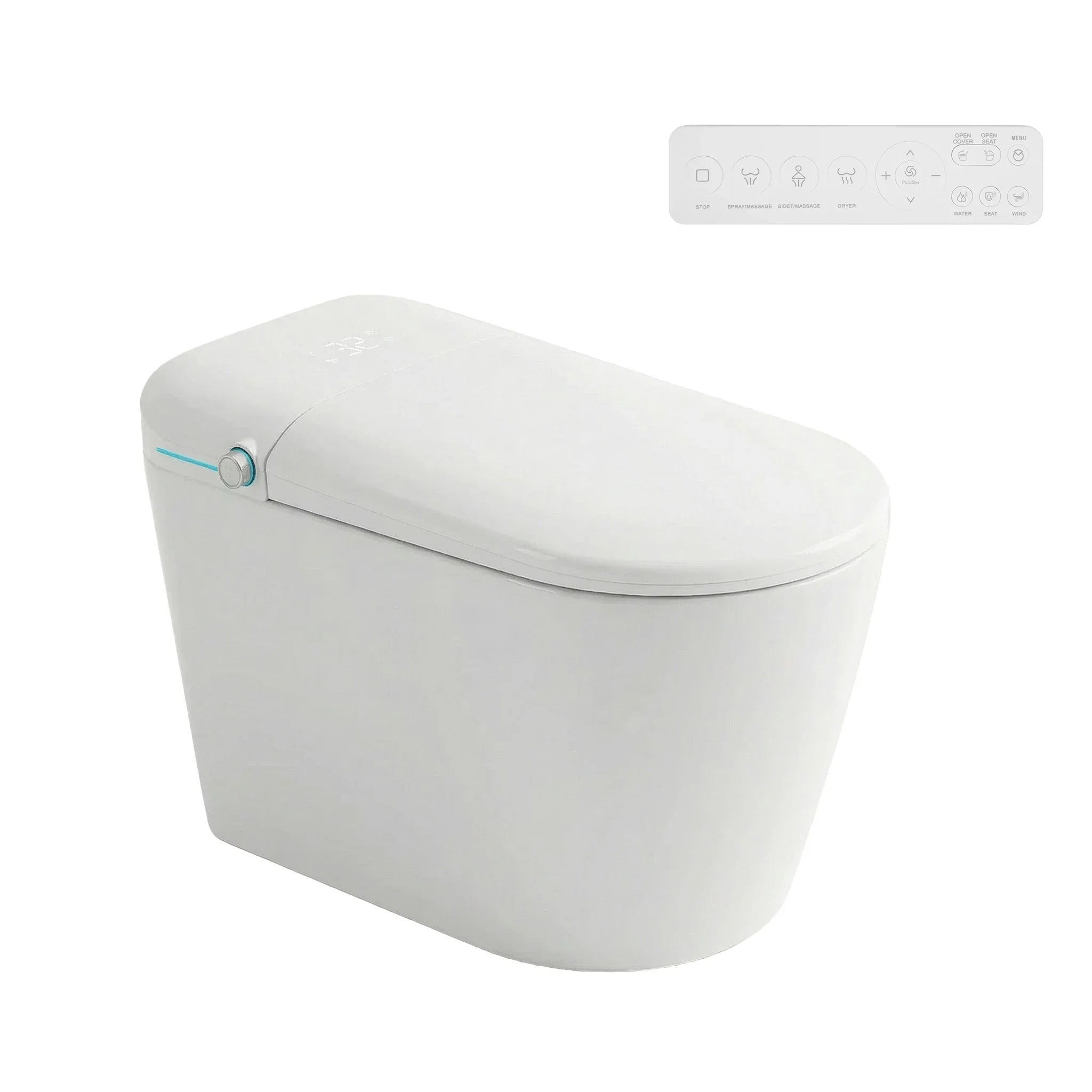 SERA Sigma Toilette-bidet intelligente, toilette monopièce avec chasse automatique à jet, couvercle à ouverture/fermeture automatique, lavage à l’eau tiède, séchage à air chaud, siège chauffant – Finition blanc