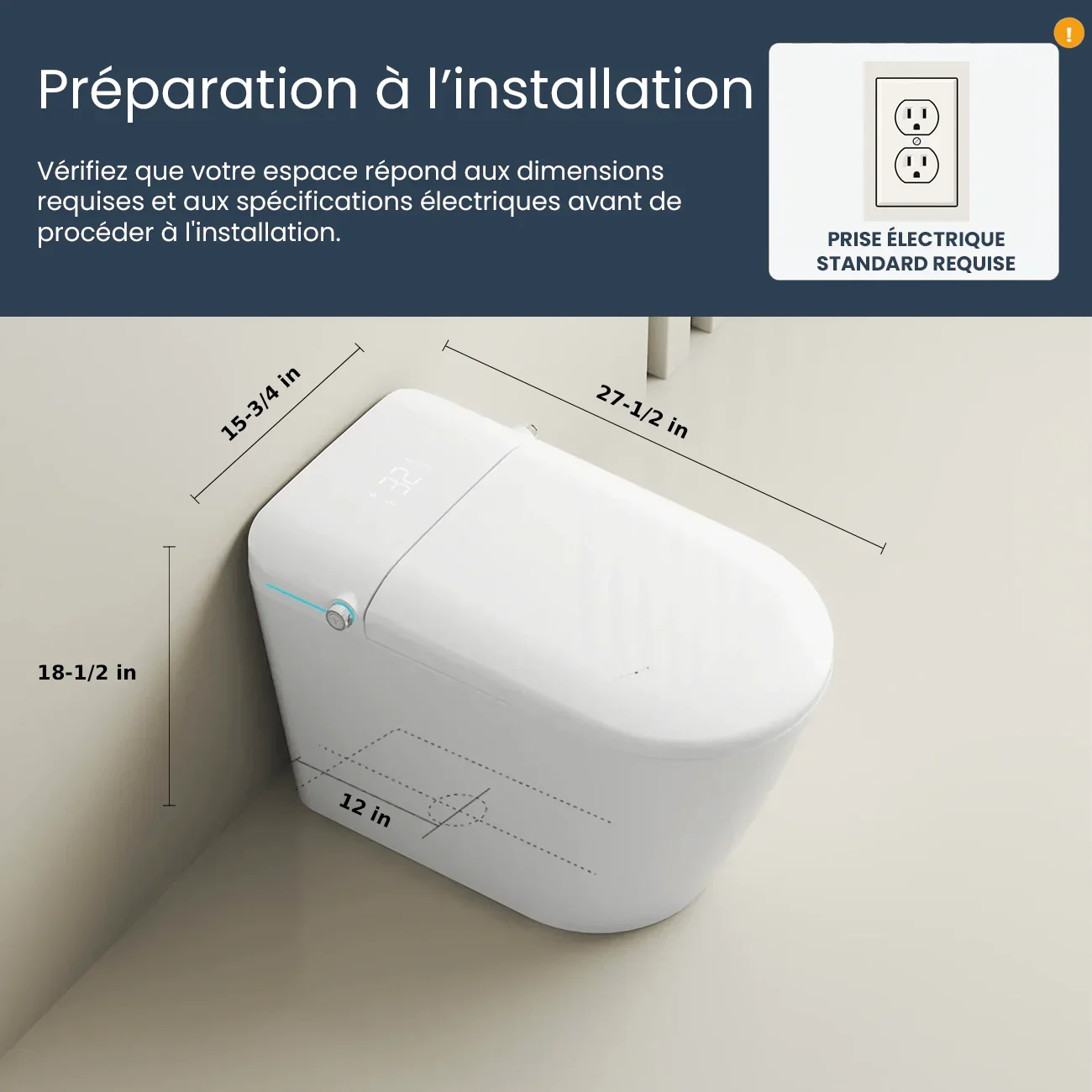 SERA Sigma Toilette-bidet intelligente, toilette monopièce avec chasse automatique à jet, couvercle à ouverture/fermeture automatique, lavage à l’eau tiède, séchage à air chaud, siège chauffant – Finition blanc