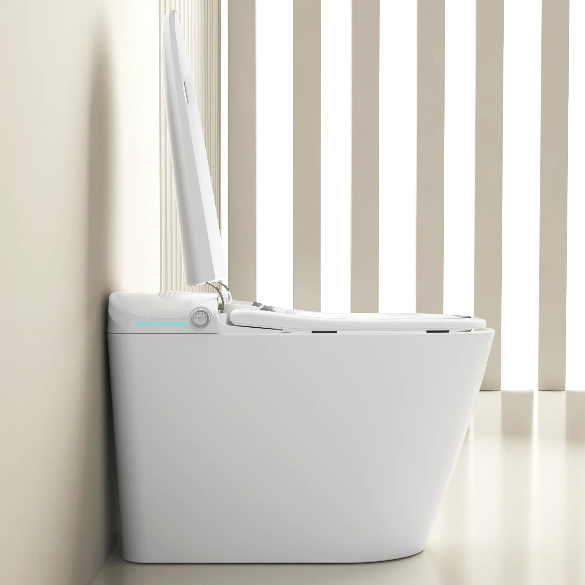 SERA Sigma Toilette-bidet intelligente, toilette monopièce avec chasse automatique à jet, couvercle à ouverture/fermeture automatique, lavage à l’eau tiède, séchage à air chaud, siège chauffant – Finition blanc