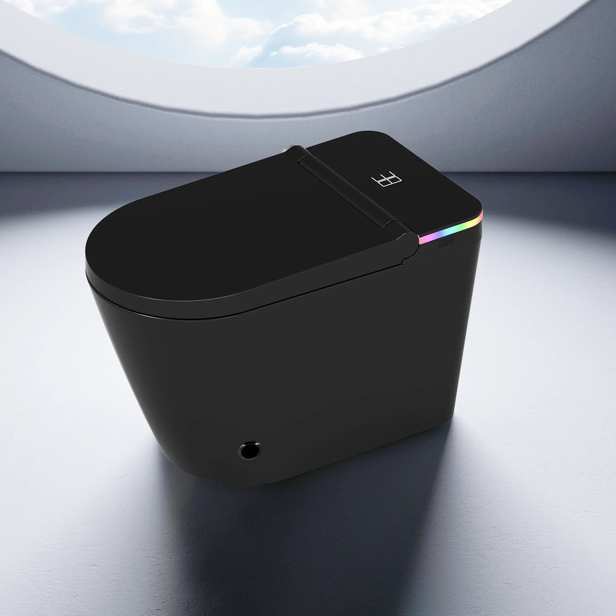 Sera Omega Smart Bidet Toilet, One-Piece Toilet with Auto Jet Flush, Auto Open/Close Lid, Warm Water Wash, Warm-Air Dryer, Heated Seat – Black