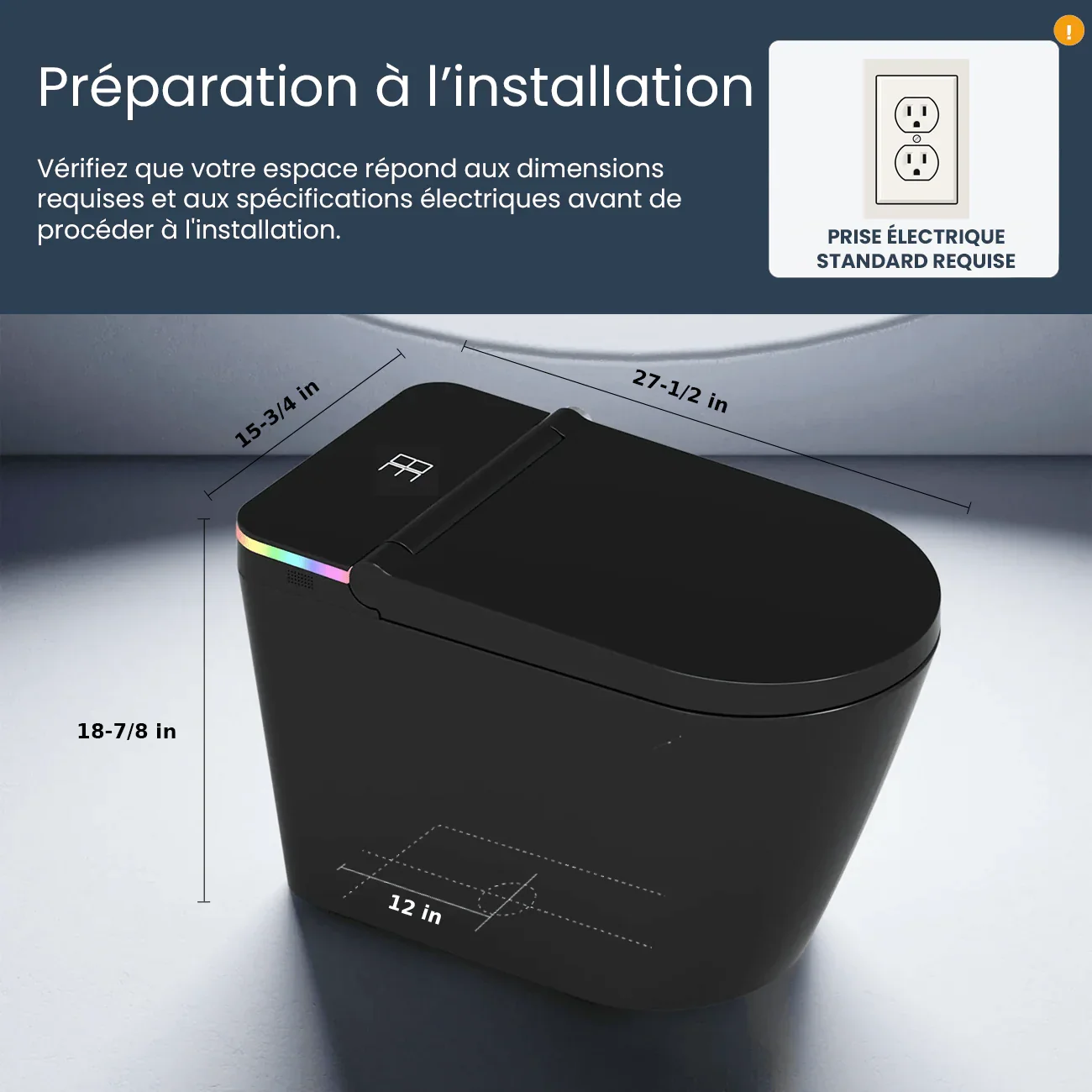 Sera Omega Smart Bidet Toilet, One-Piece Toilet with Auto Jet Flush, Auto Open/Close Lid, Warm Water Wash, Warm-Air Dryer, Heated Seat – Black