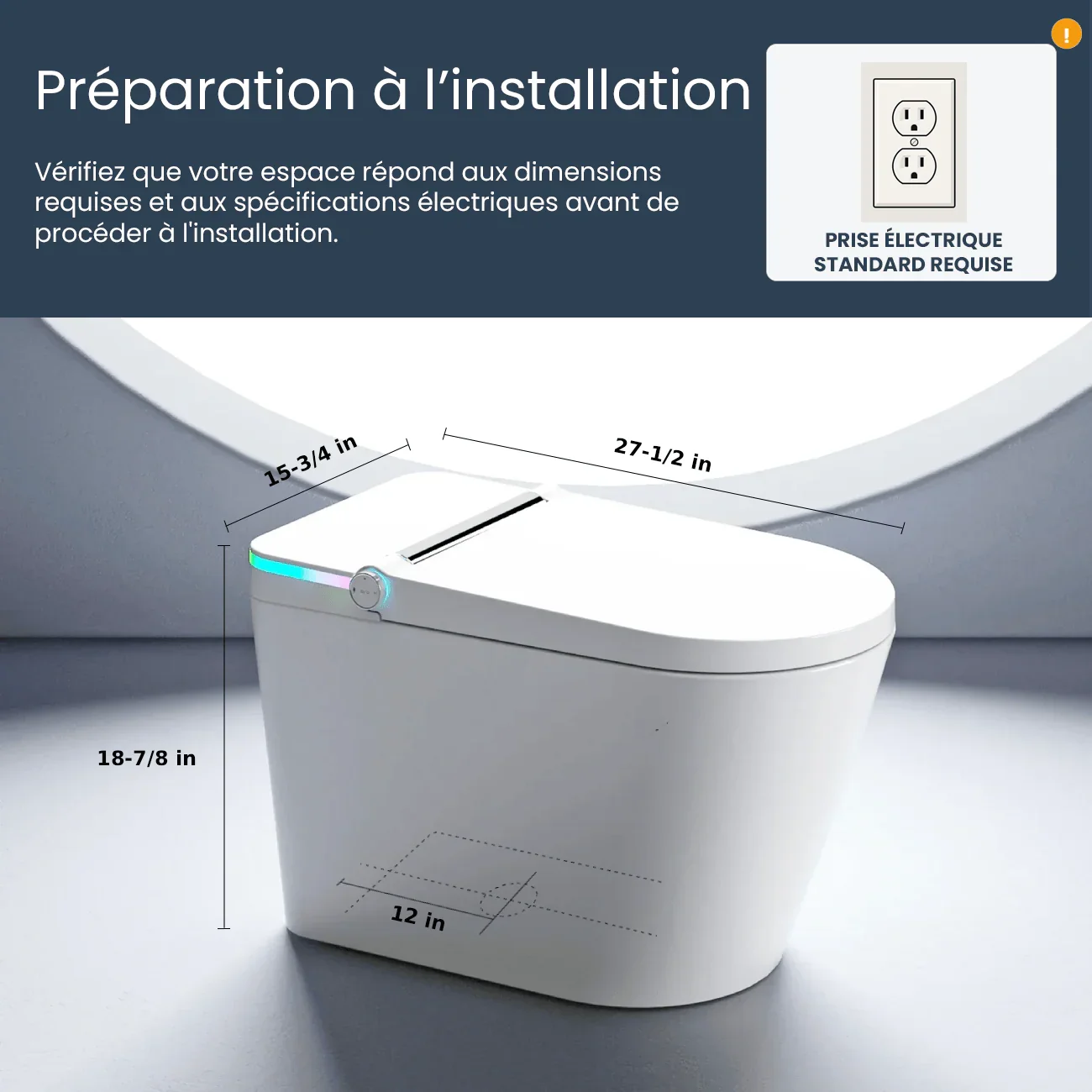 Sera Omega Toilette intelligente avec bidet, monobloc avec chasse à jet automatique, abattant auto-ouvrant/fermant, lavage à l’eau chaude, sécheur à air chaud, siège chauffant – Blanc