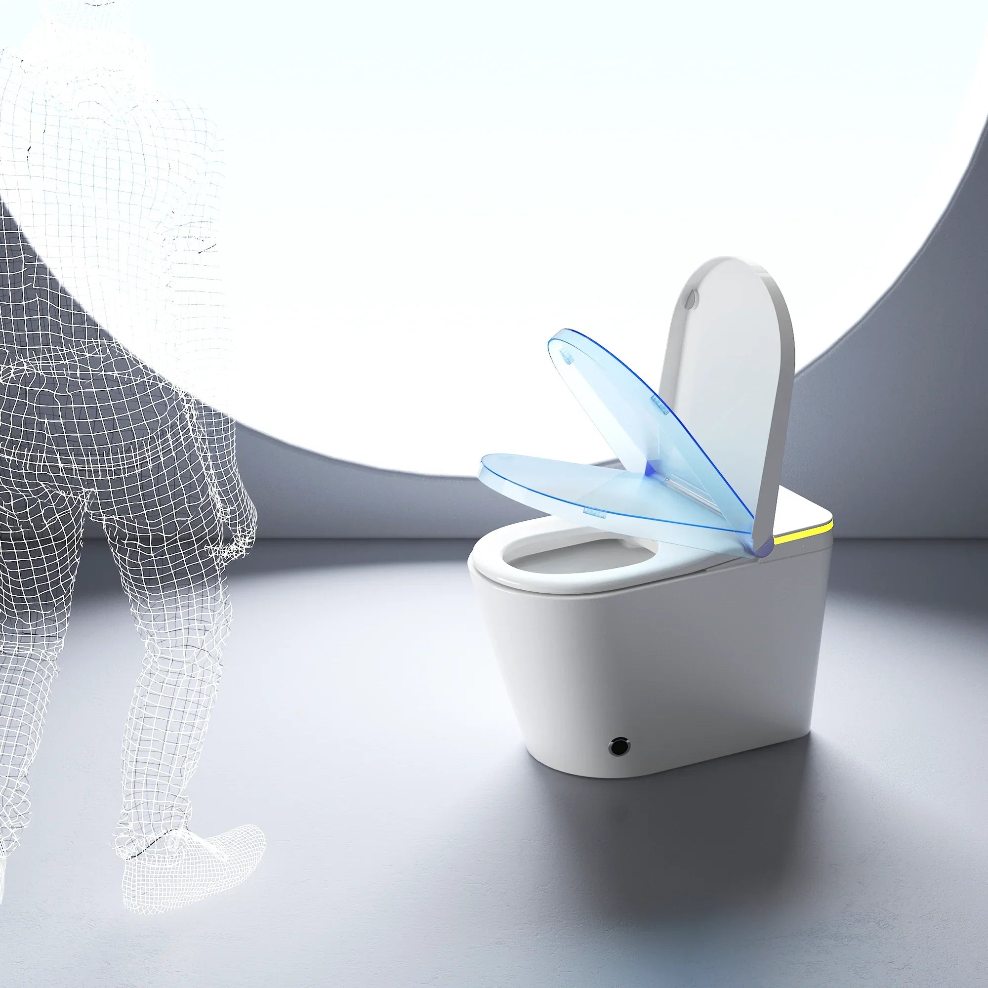 Sera Omega Toilette intelligente avec bidet, monobloc avec chasse à jet automatique, abattant auto-ouvrant/fermant, lavage à l’eau chaude, sécheur à air chaud, siège chauffant – Blanc