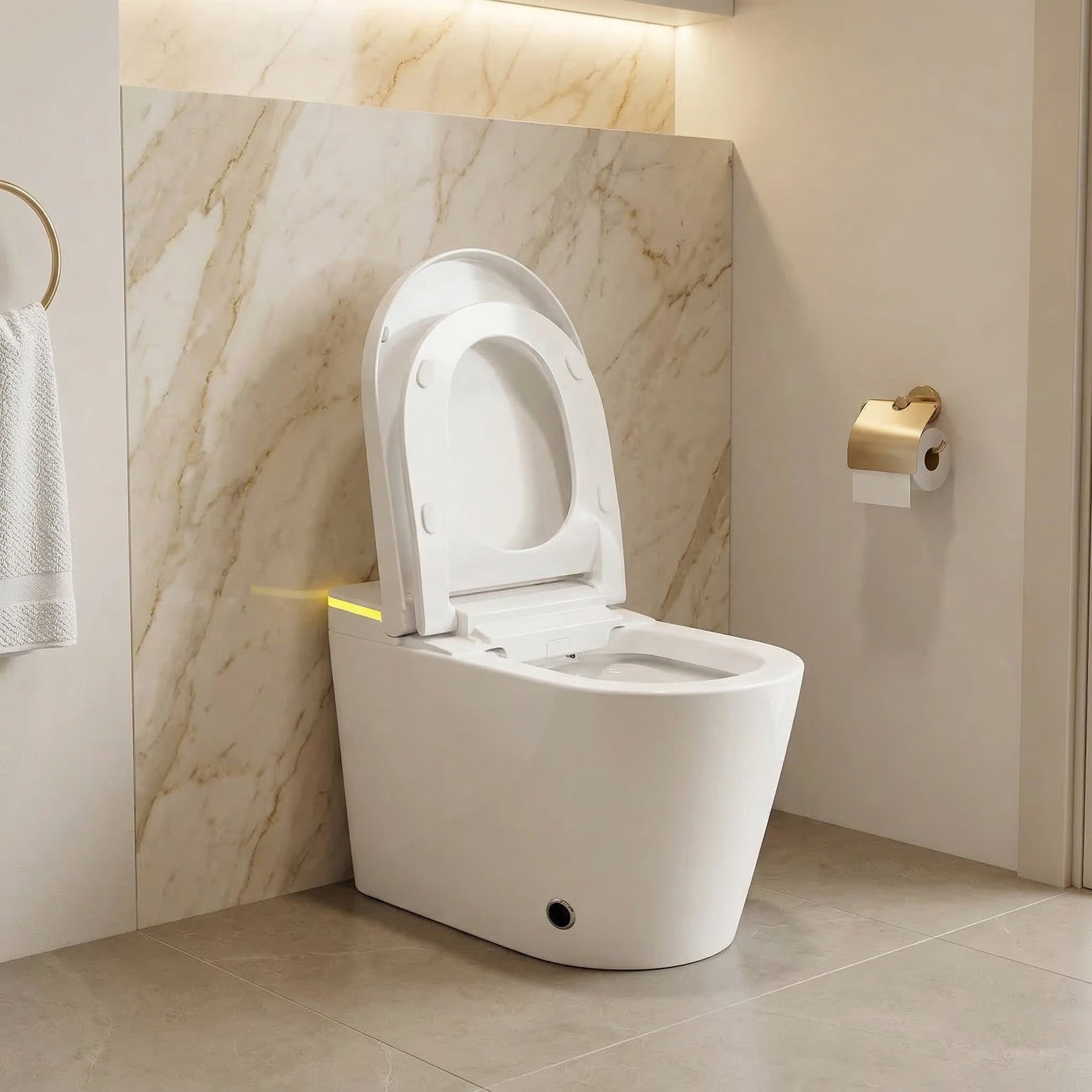 Toilette Intelligente SERA Omega Sans Réservoir – Chasse Automatique, Siège Chauffant et Bidet Intégré