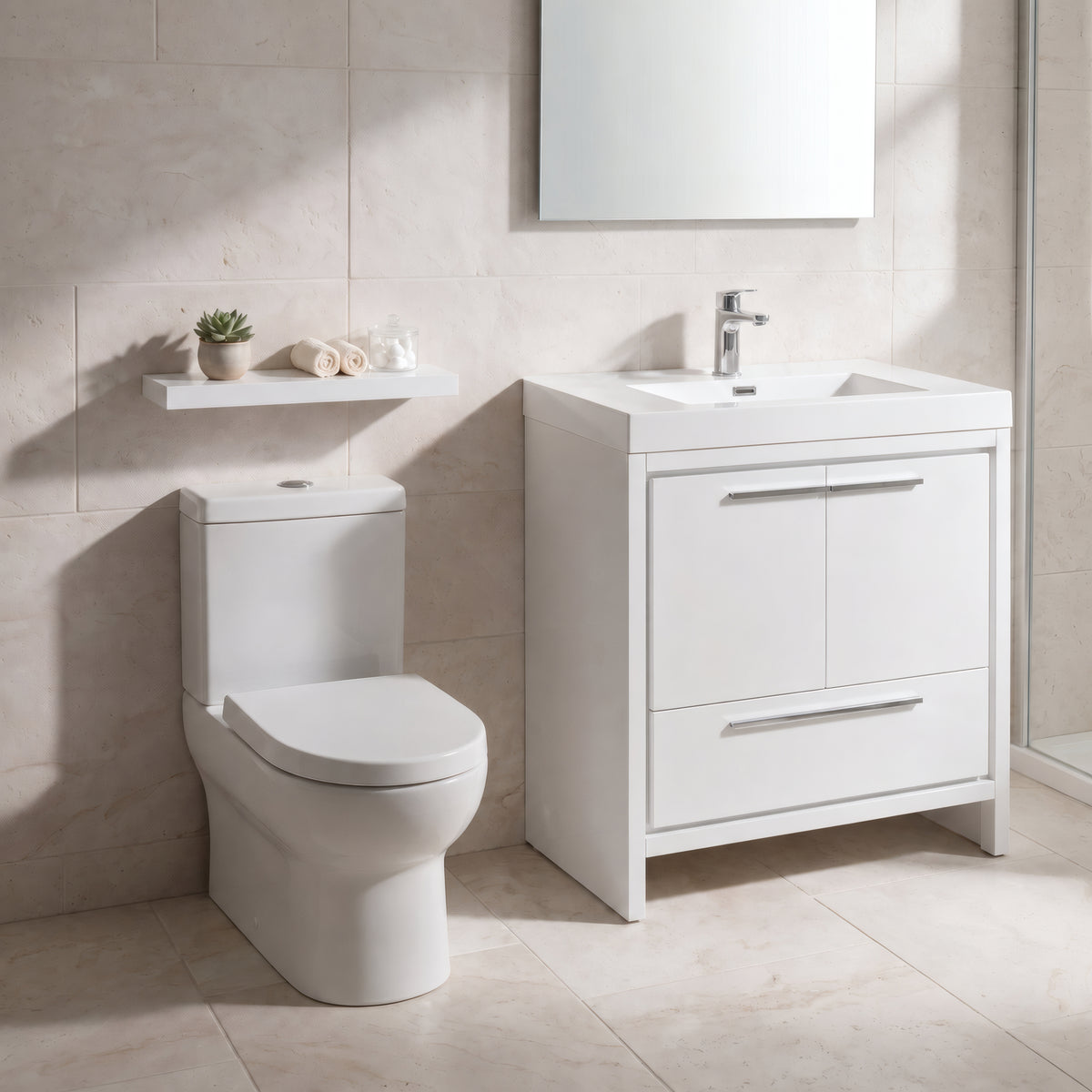 24" Wall-Mount Glossy White Shelf