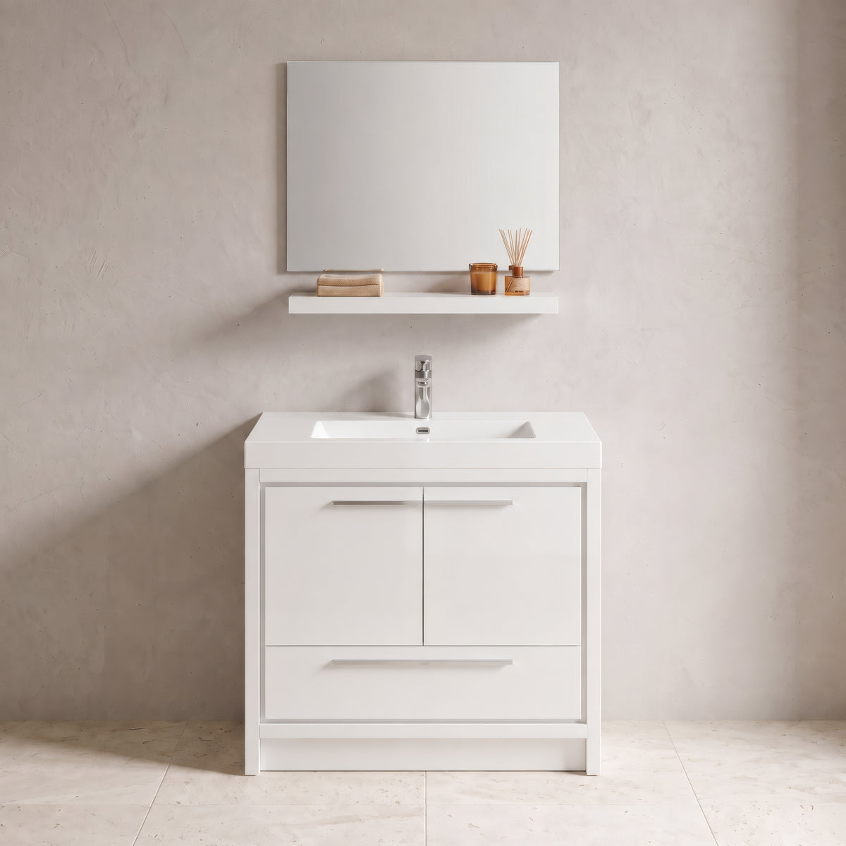 Tablette Murale 24po - Blanc Brillant