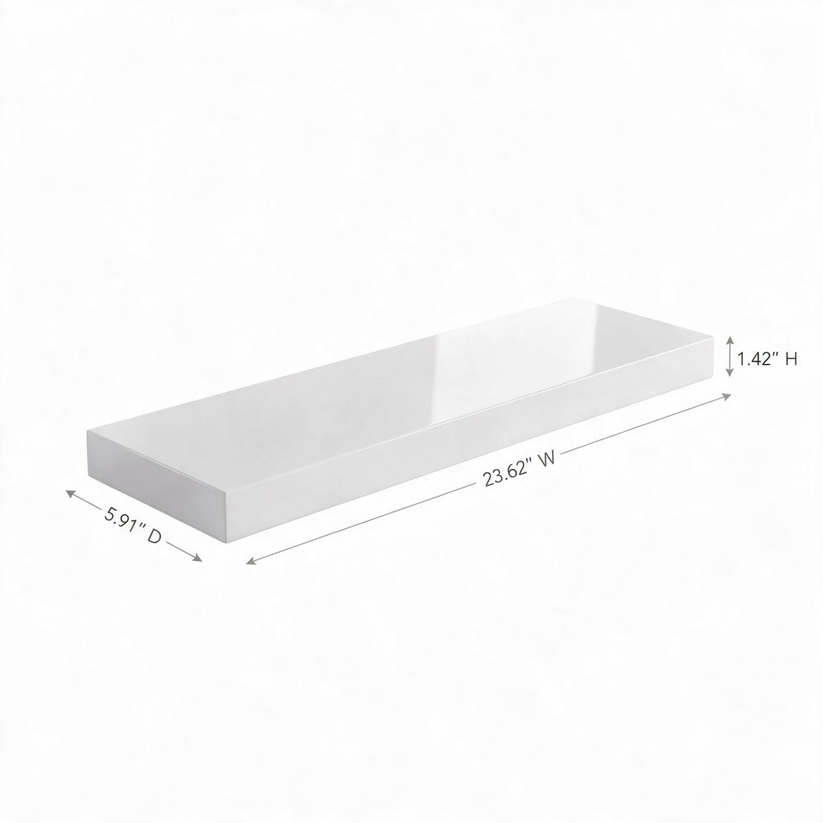 24" Wall-Mount Glossy White Shelf