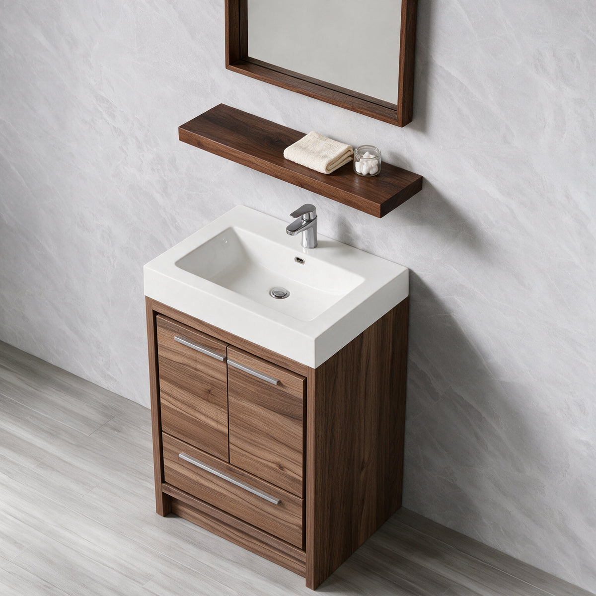24" Wall-Mount Walnut Shelf