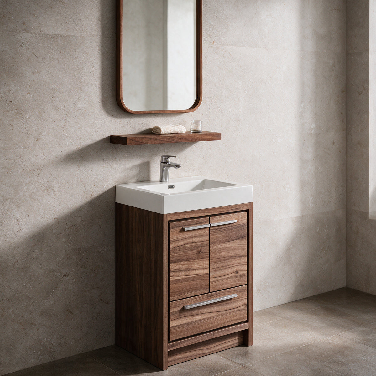 24" Wall-Mount Walnut Shelf