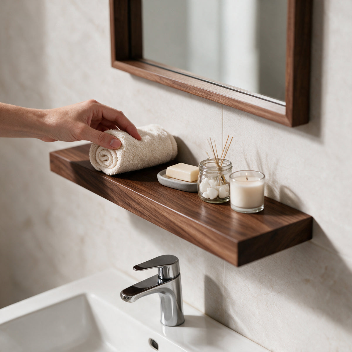 24" Wall-Mount Walnut Shelf