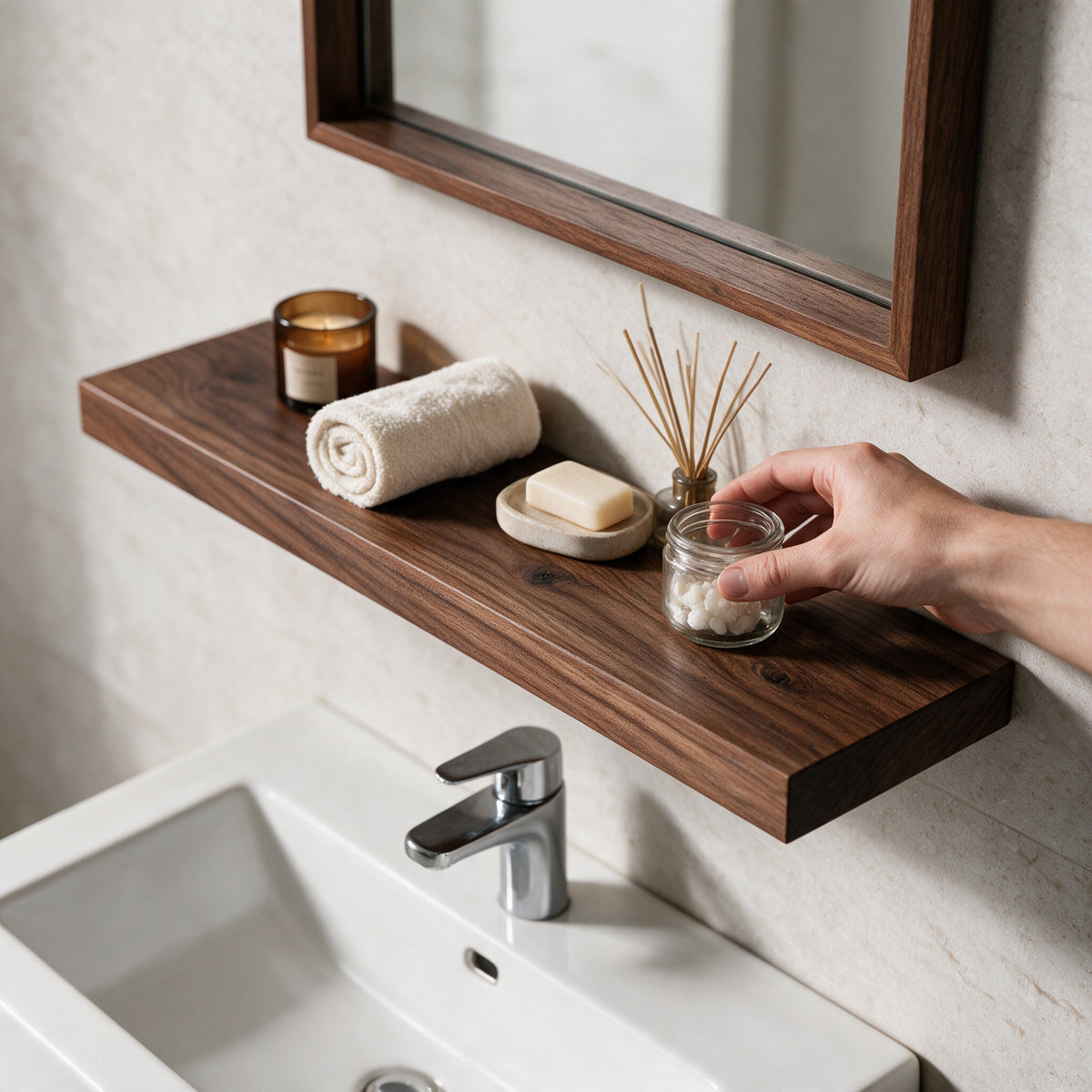 24" Wall-Mount Walnut Shelf