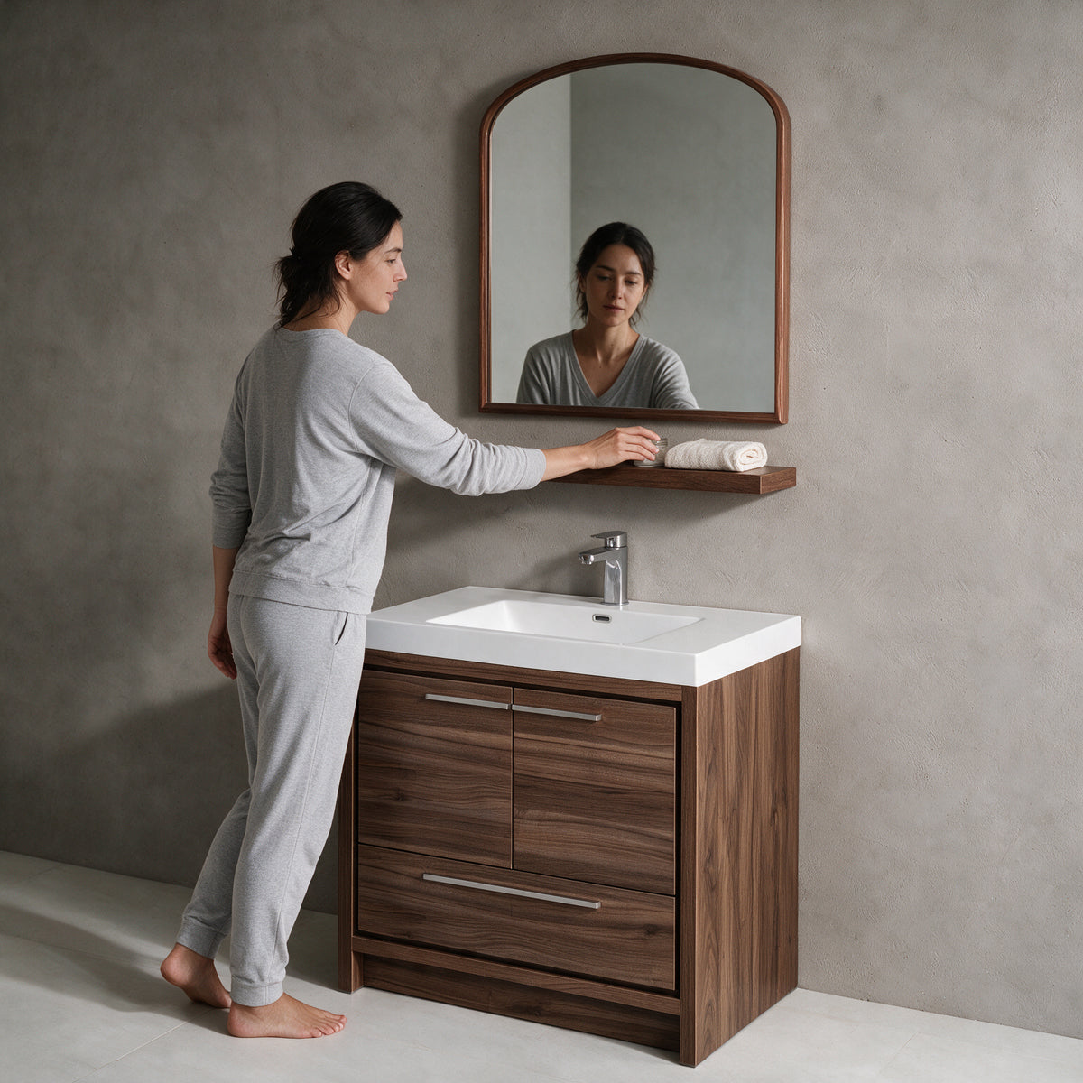 36" Wall-Mount Walnut Shelf