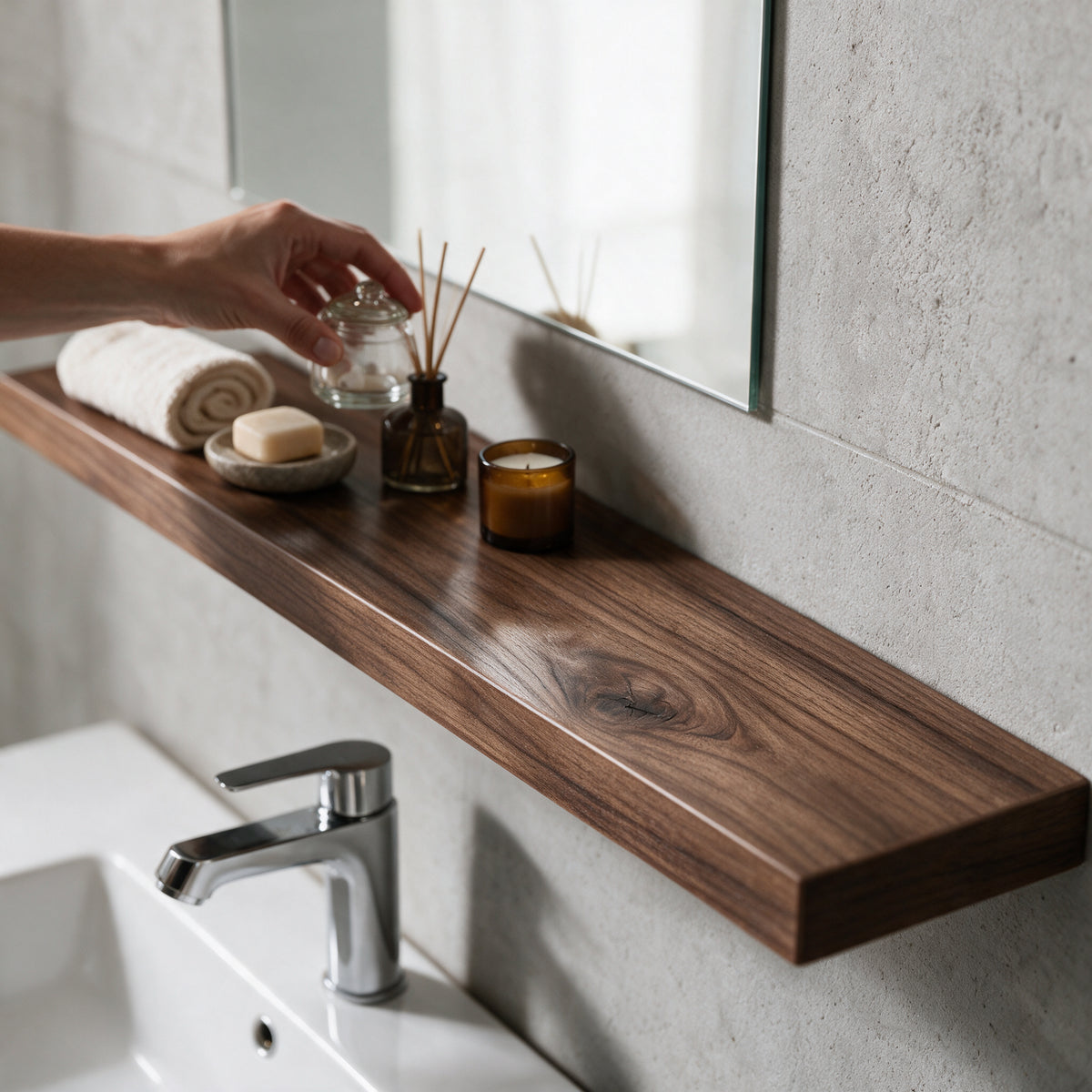 36" Wall-Mount Walnut Shelf