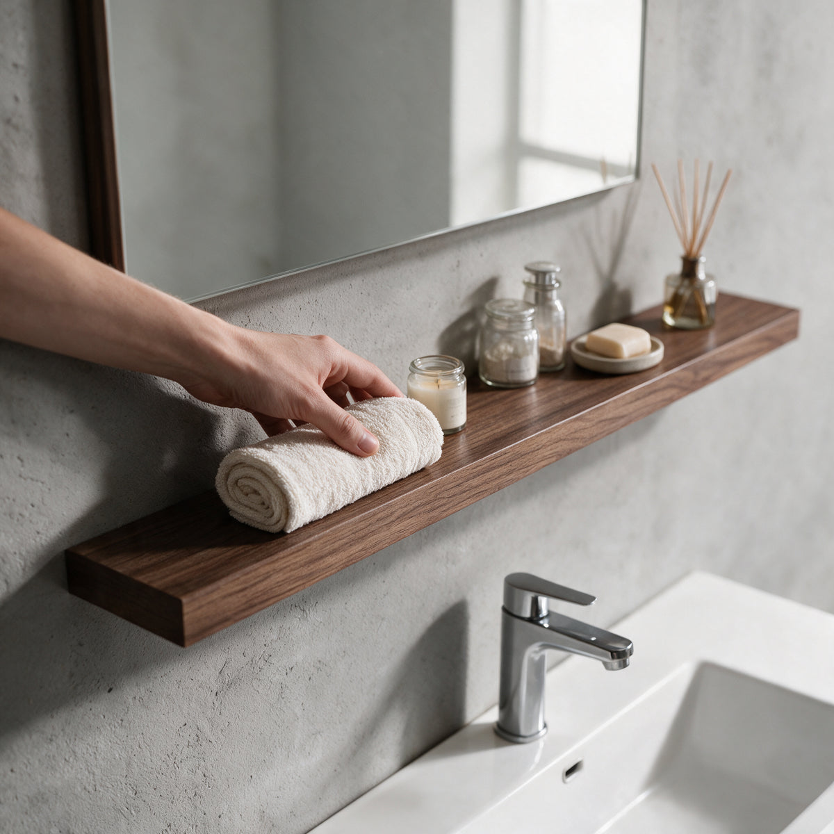 36" Wall-Mount Walnut Shelf