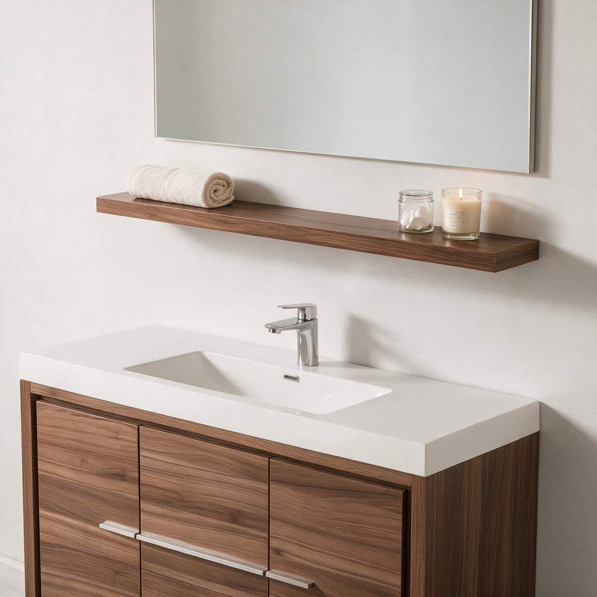 43" Wall-Mount Walnut Shelf