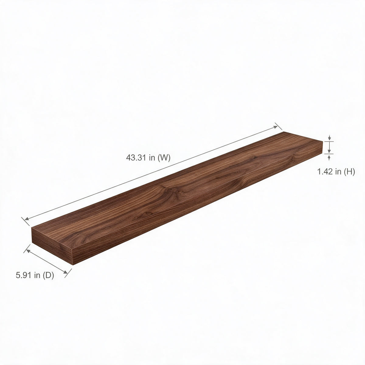 43" Wall-Mount Walnut Shelf