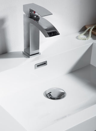 24" White Wall Mount Bathroom Vanity with White Polymarble Countertop Sofia