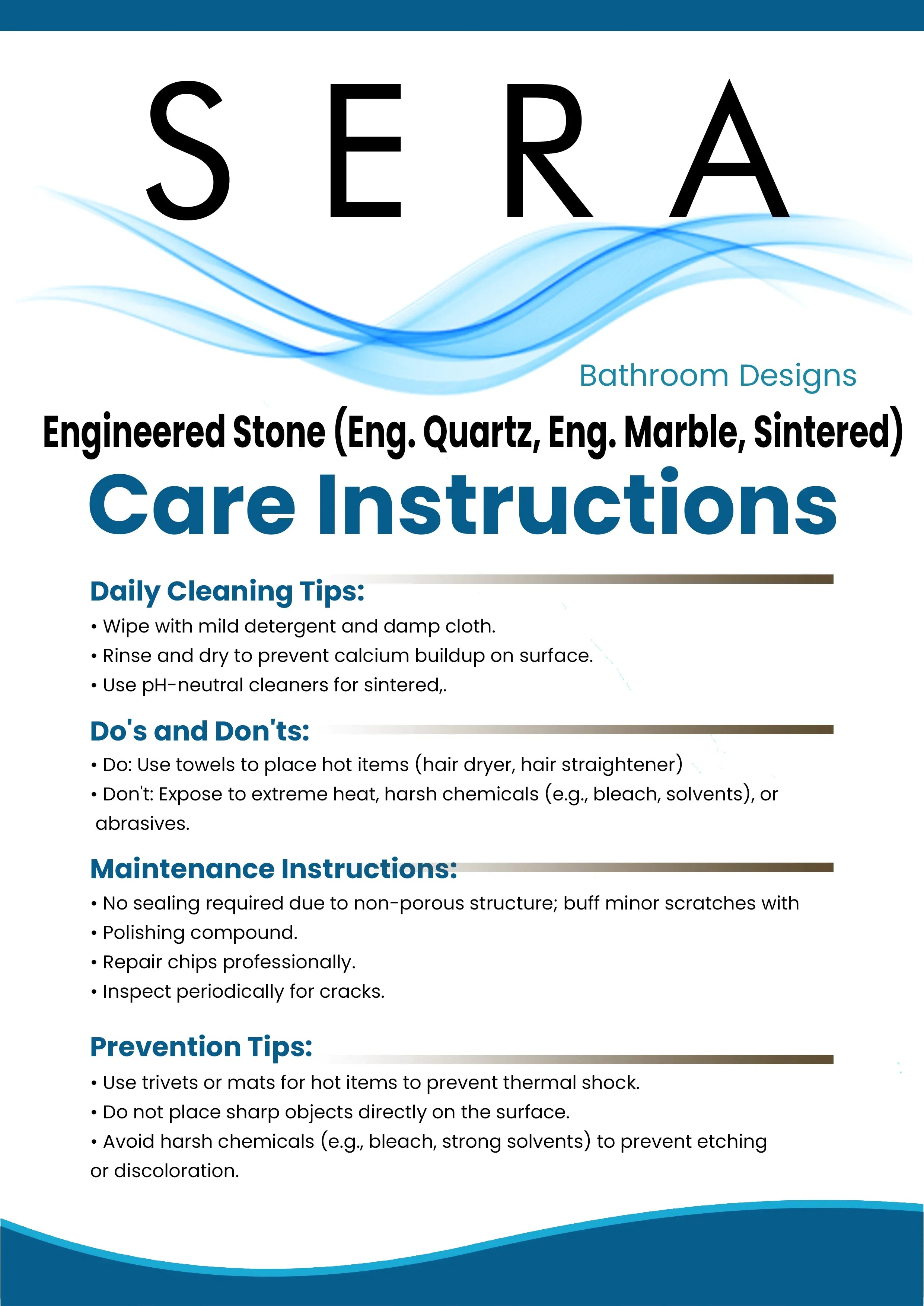 Countertop Care Instructions
