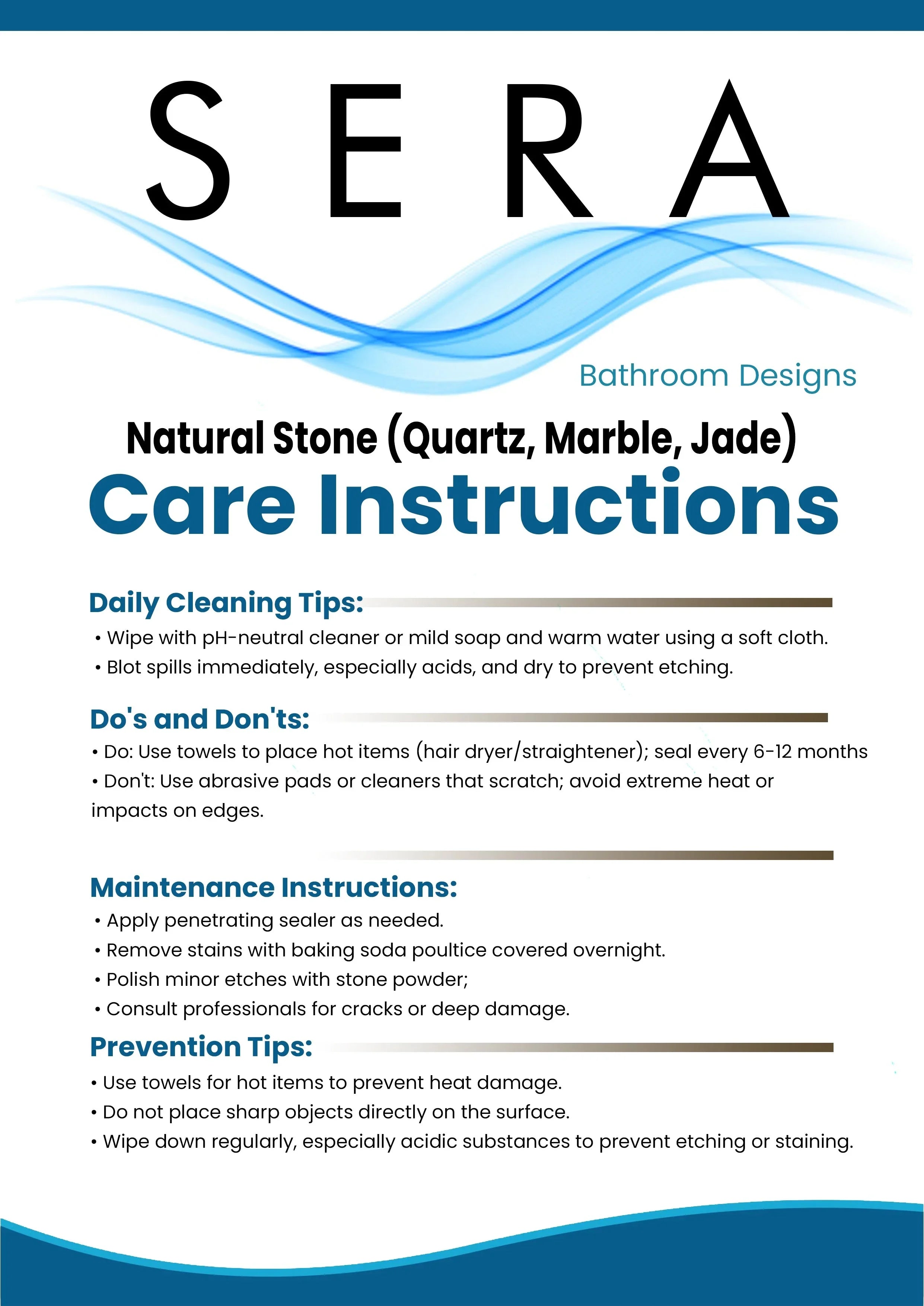 Countertop Care Instructions