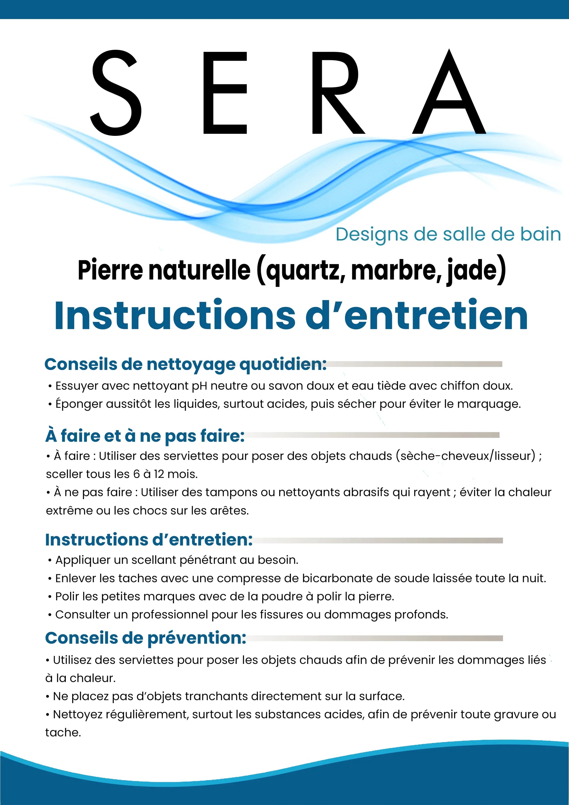 Countertop Care Instructions