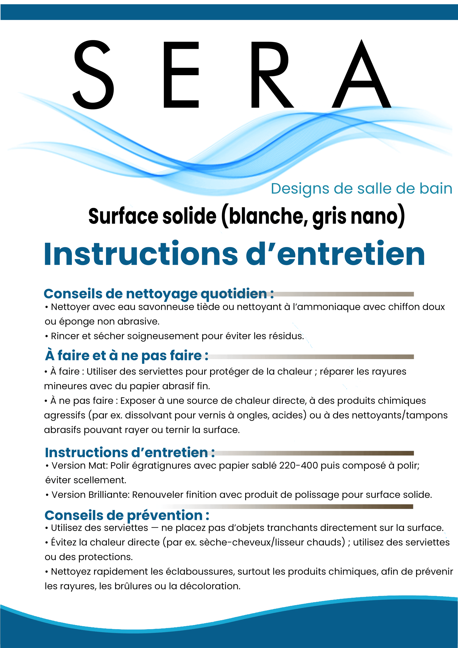 Countertop Care Instructions