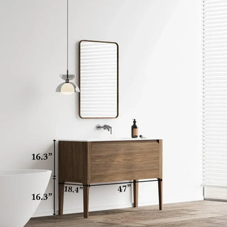Meuble-Lavabo Mural 48po Noyer avec Comptoir de Surface solide Blanc Mat