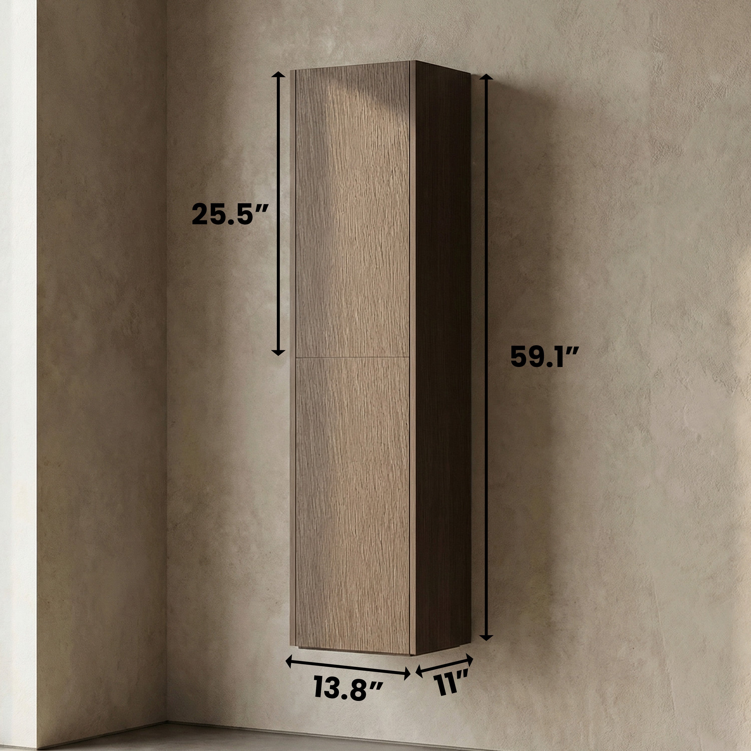 Meuble d'appoint Sanora en Noisette, 2 portes avec étagères - Rangement de salle de bain