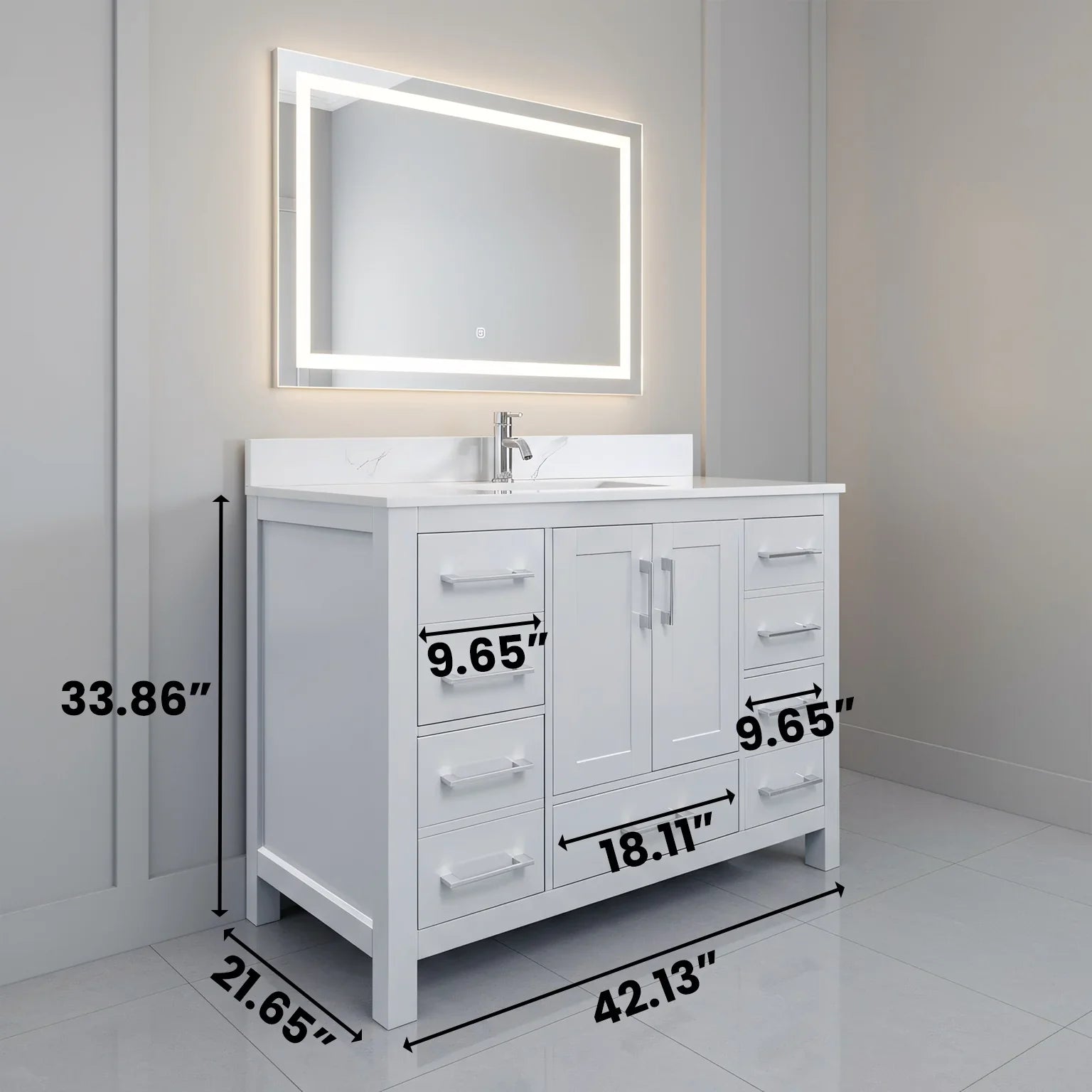 42" Hampton Grey Freestanding Single Sink Bathroom Vanity with Calcutta Marble Countertop