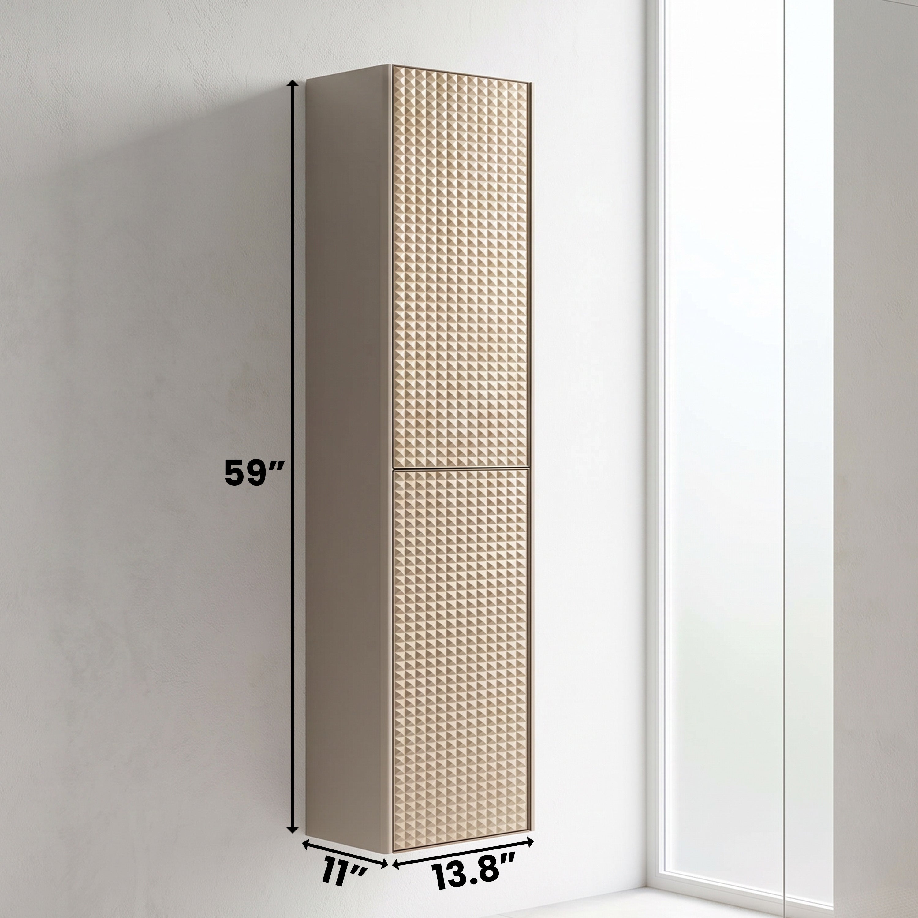 Armoire Murale Réversible Champagne 2 Portes avec Tablettes