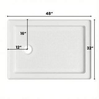 Base de Douche Acrylique Blanc 48 po x 32 po - Installation 2 Murs - Drain à Gauche