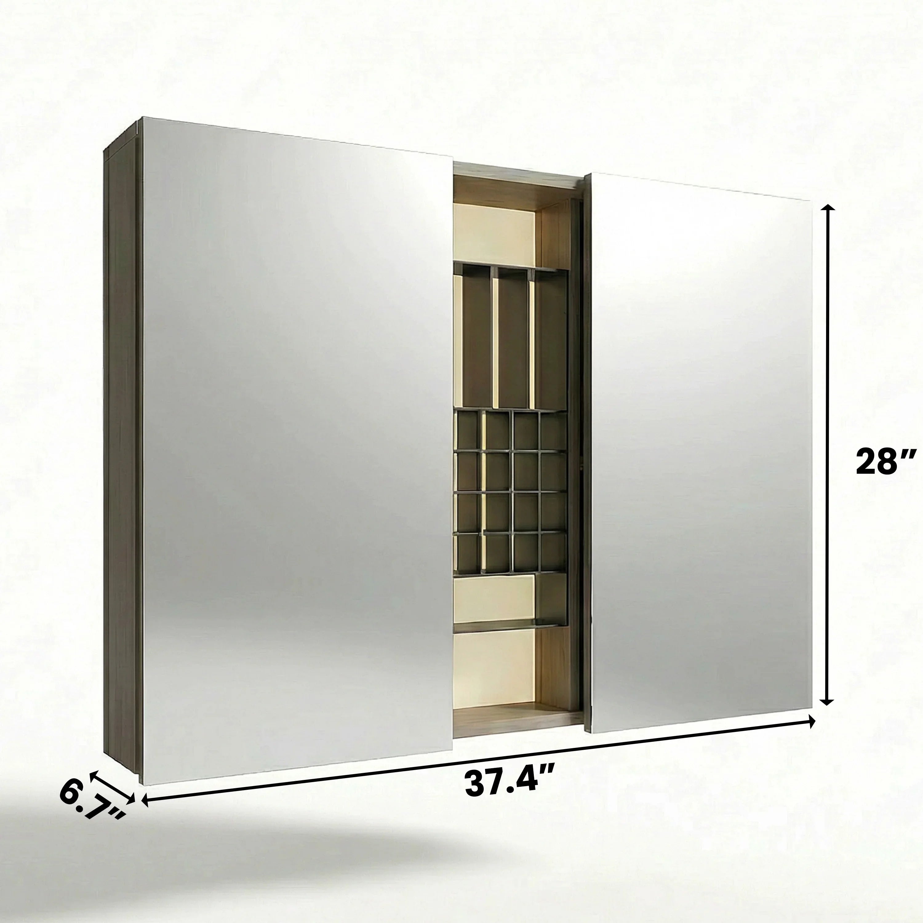 40" Taupe LED Medicine Cabinet with Soft-Close Doors