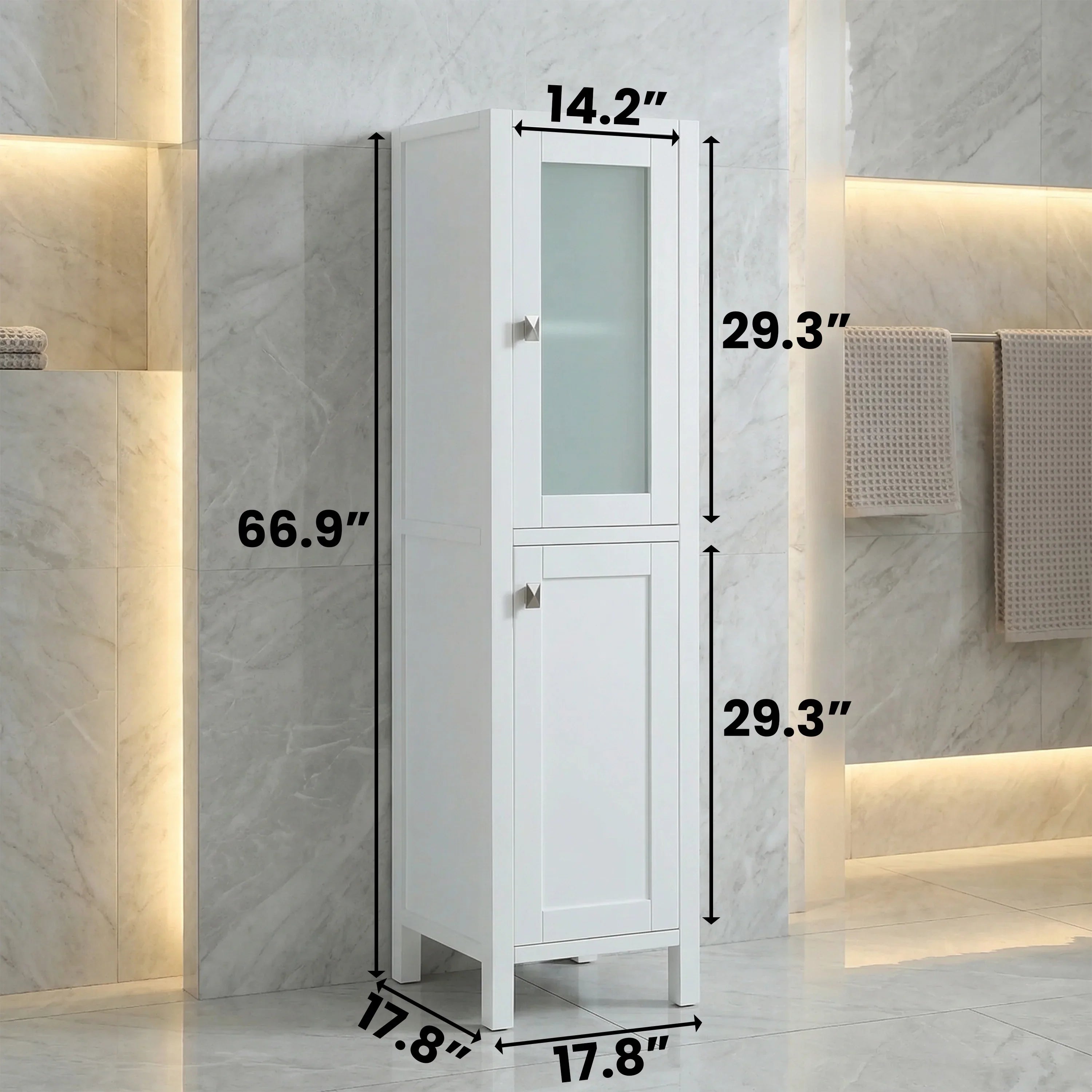 Armoire à linge de salle de bain autoportante - Collection Bilbao blanche