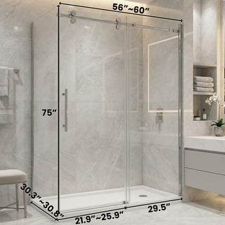 60" x 32" x 75" Chrome Round Hardware Shower Door Set - 2 Wall Setup Without Base
