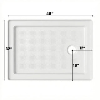 Base de Douche Acrylique Blanc 48 po x 32 po - Installation 2 Murs - Drain à Droite