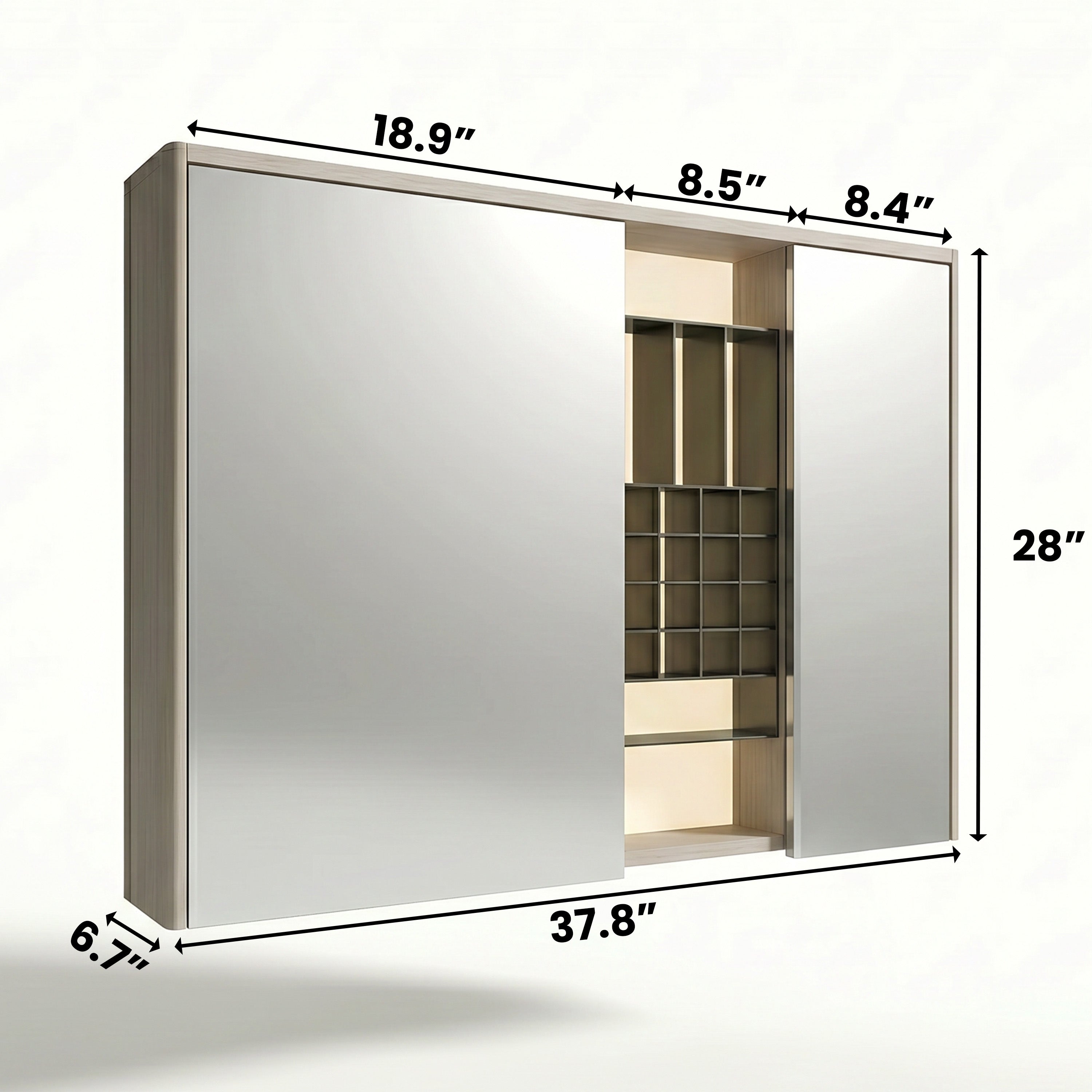 40" Taupe LED Medicine Cabinet with Soft-Close Doors
