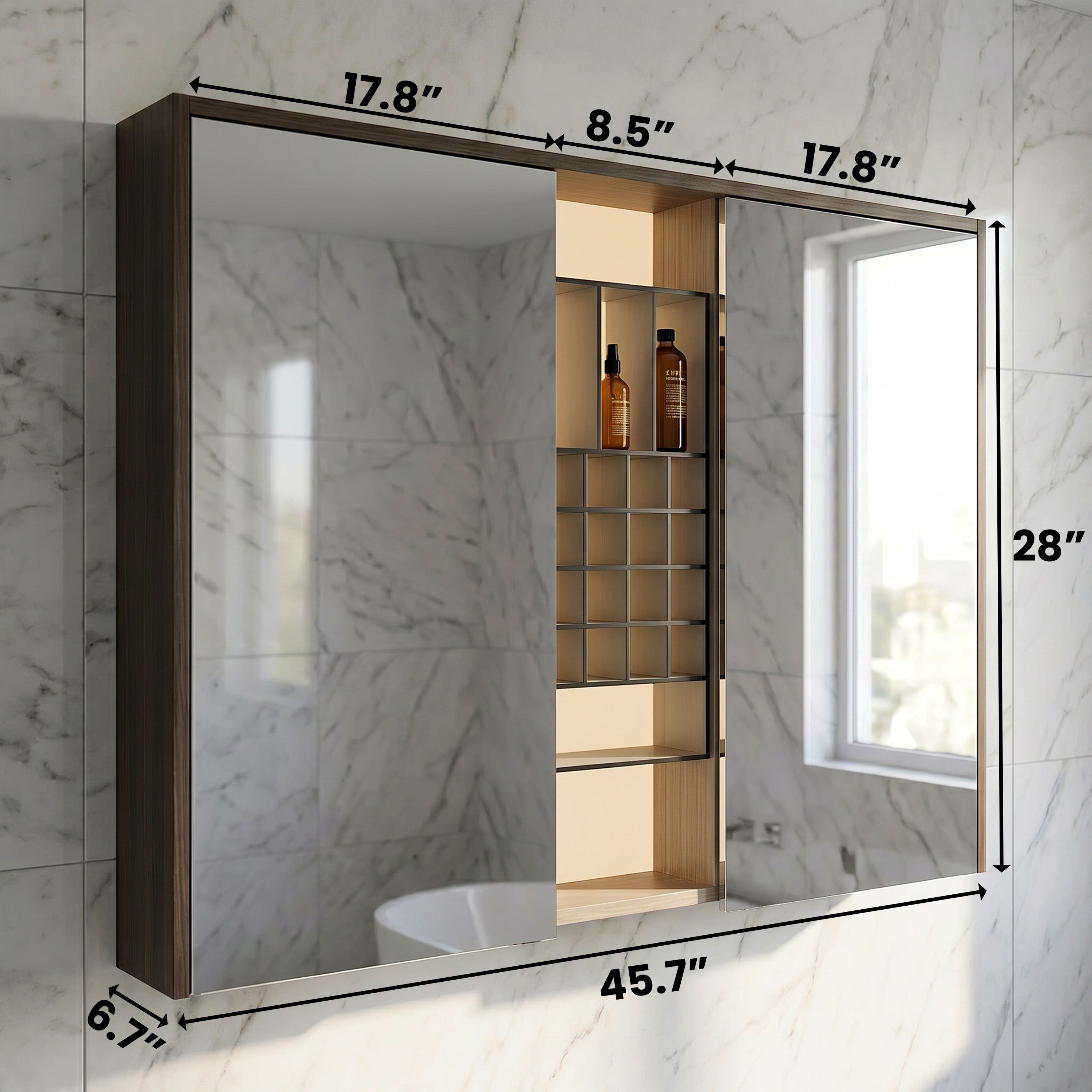 48" Taupe LED Medicine Cabinet with Soft-Close Doors