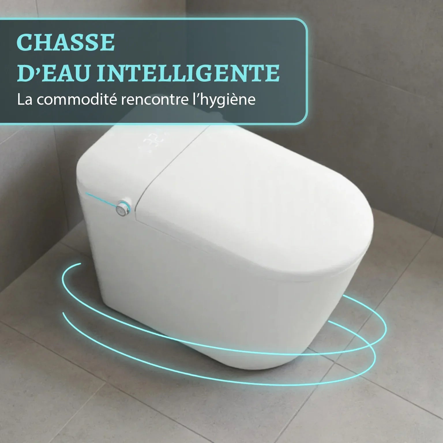 SERA Sigma Toilette-bidet intelligente, toilette monopièce avec chasse automatique à jet, couvercle à ouverture/fermeture automatique, lavage à l’eau tiède, séchage à air chaud, siège chauffant – Finition blanc