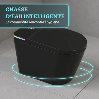 Sera Omega Toilette intelligente avec bidet, monobloc avec chasse à jet automatique, abattant auto-ouvrant/fermant, lavage à l’eau chaude, sécheur à air chaud, siège chauffant – Noir