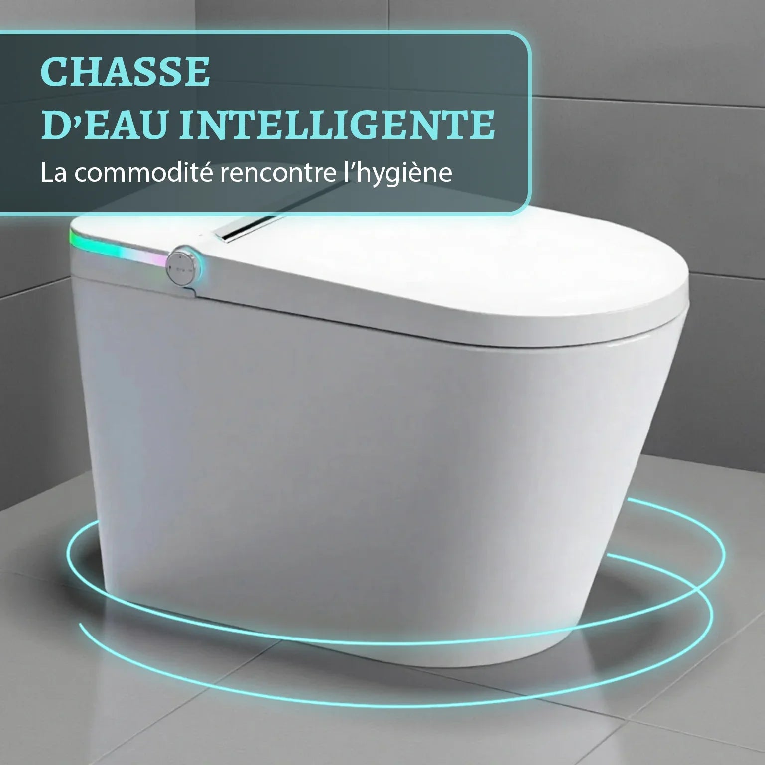 Sera Omega Toilette intelligente avec bidet, monobloc avec chasse à jet automatique, abattant auto-ouvrant/fermant, lavage à l’eau chaude, sécheur à air chaud, siège chauffant – Blanc